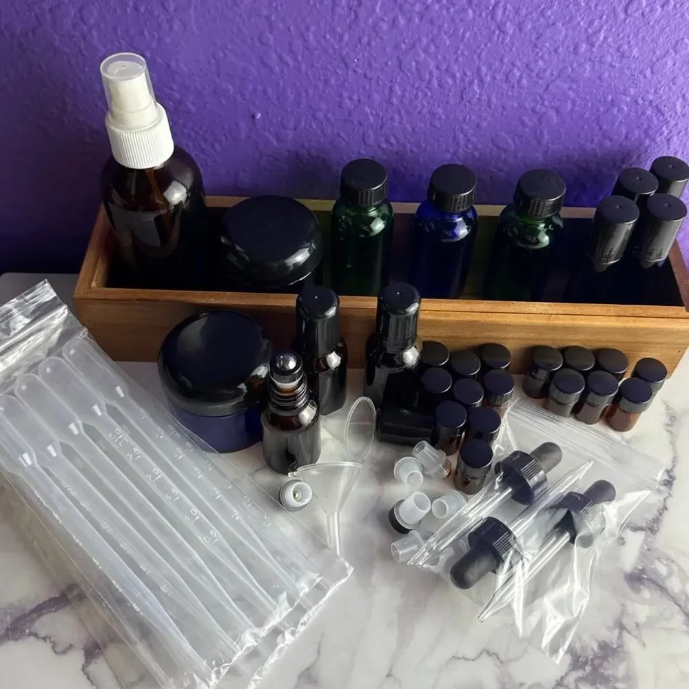 DIY Aromatherapy Supply Lot Essential Oil Glass Bottles Dropper Roller Vials New